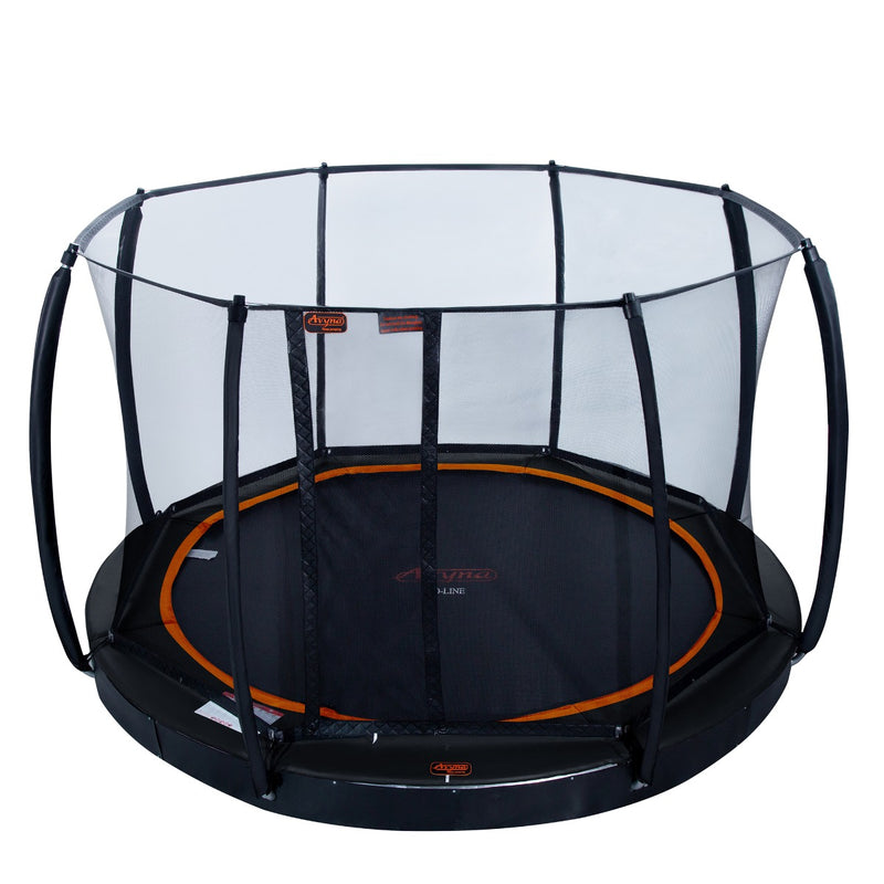 Avyna Trampoline FlatLevel Ø365 met veiligheidsnet – Zwart