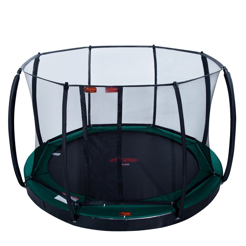 Avyna Trampoline FlatLevel Ø365 met veiligheidsnet – Groen